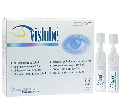 New Eye Drops Vislube Sodium Hyaluronate 0.18% for Treatment of Dry Eye and Ocular Surface Damage 20x0.3ml