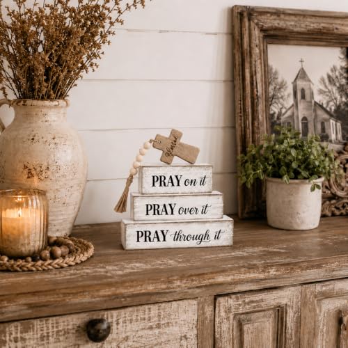 Wooden Ornaments Home Decor, Christian Table Farmhouse Decor, 4 Pcs