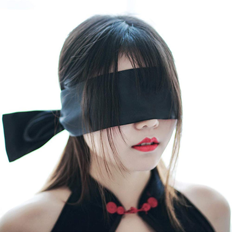 YOMORIO Satin Bandage Blindfold Eye Mask Sexy Playsuit Lingerie Accessories All-black