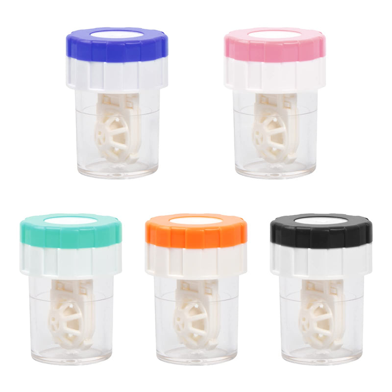 [Australia] - Pinsheng Pack of 5 contact lens cases, contact lens cleaner with basket, manual rotation washing contact lenses, contact lens boxes for daily cleaning 