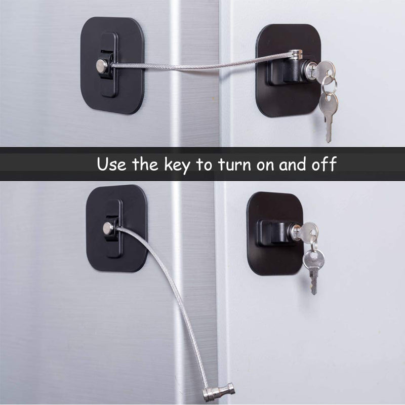 [Australia] - Refrigerator Lock,Fridge Lock with Keys,Freezer Lock and Refrigerator Lock for Child Proof,1Pack Black Fridge Lock 