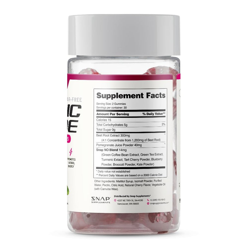 Snap Supplements - Beet Elbows with Nitric Oxide Promotes Healthy Blood Circulation - 120 Gummies