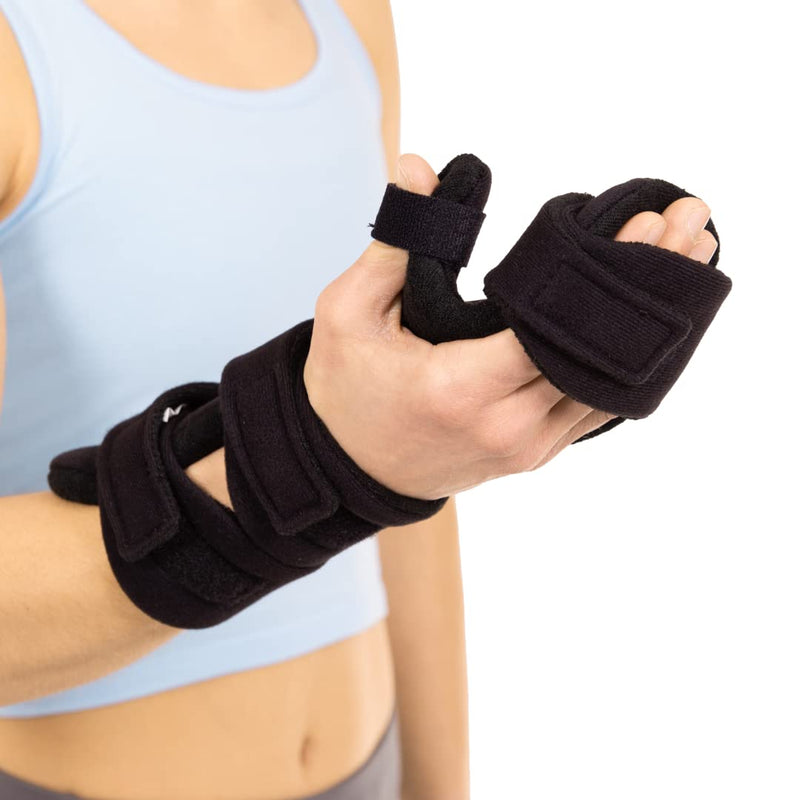 BraceAbility Soft Resting Hand Splint - Stroke Brace Right or Left Hand Immobilizer for Finger Contractures, Post-Surgery Recovery, Carpal Tunnel Syndrome, Ulnar Nerve Damage Relief (S - Right) Small Right