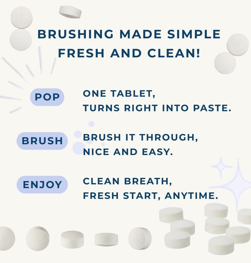 [Australia] - Smile More Toothpaste Tablets with Fluoride & nHAp - Vegan, Enamel Strengthening, Zero Waste, Paper Refill, 248 Tablets, Cool Mint, 4 Month Supply, Travel-Friendly 