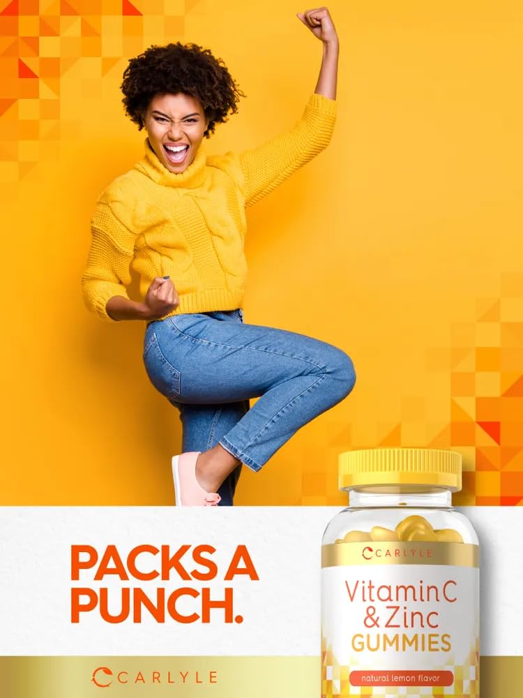 Carlyle Vitamin C and Zinc Gummies | 70 Count | Lemon Flavor | Vegan, Non-GMO, and Gluten Free Supplement 70 Count (Pack of 1)