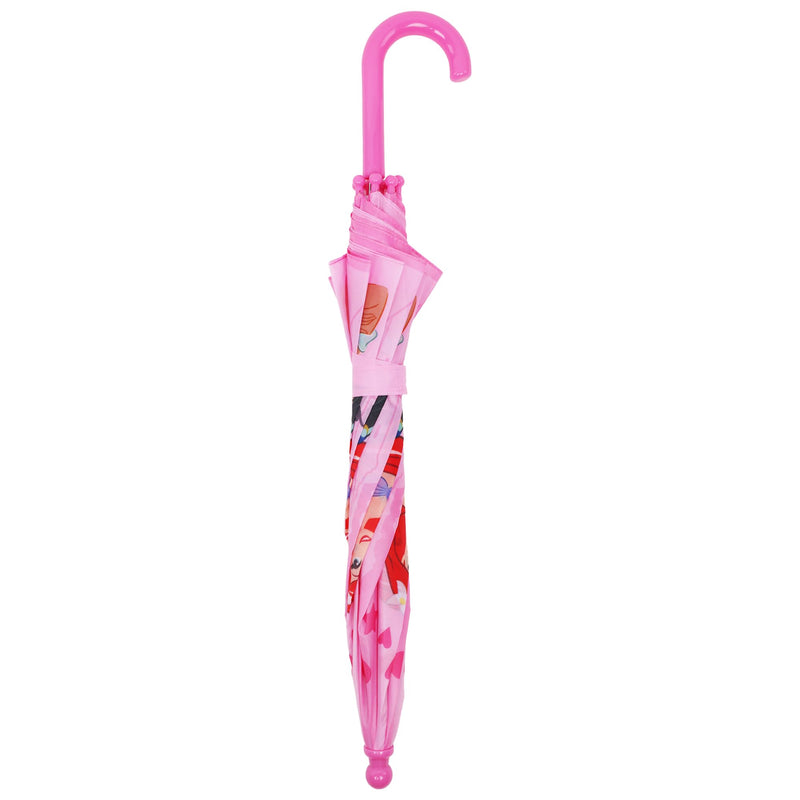 Disney Princess Kids Umbrella, Pink | Ariel Jasmine and Aurora Rain with Castle Print and Curved Handle