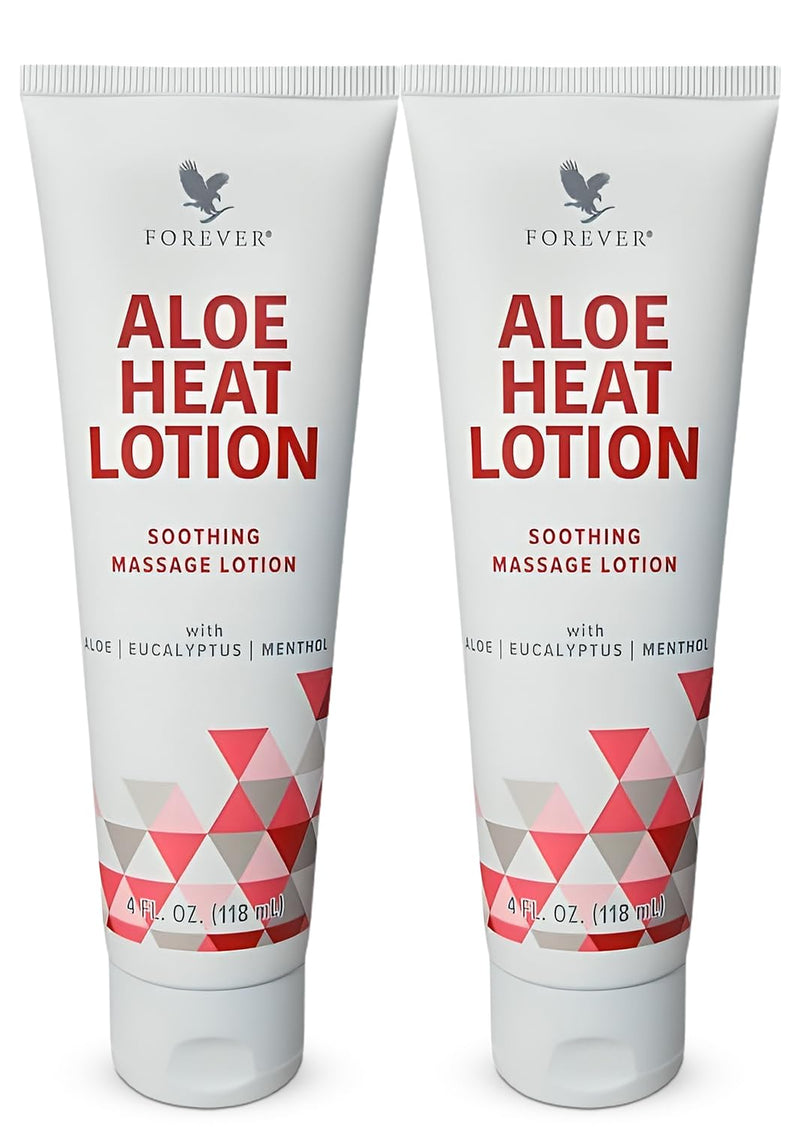 [Australia] - Forever Living - Forever Aloe Heat Lotion with Menthol & Eucalyptus - Relaxation and Skin Nourishment - Vegan-Friendly Formula - 4 fl oz. (Pack of 2) 