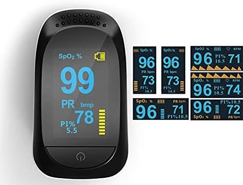 [Australia] - Fingertip Pulse Oximeter Blood Oxygen Saturation Monitor, Heart Rate and Fast Spo2 Reading Oxygen Meter with OLED Screen with AAA Batteries gray 