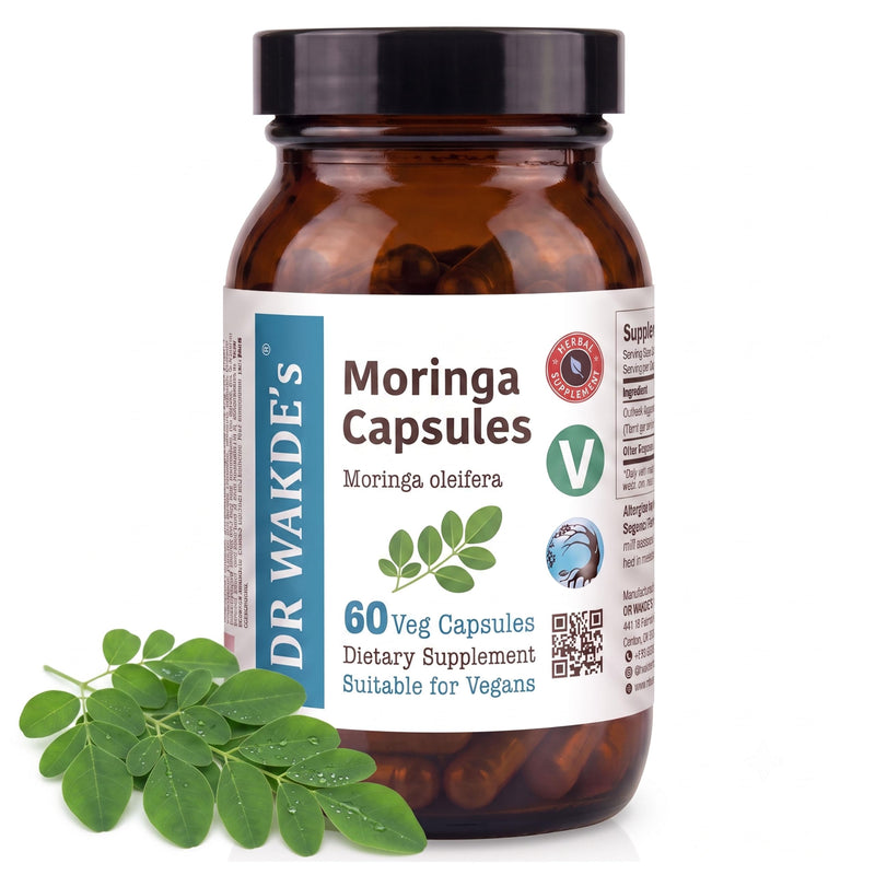 DR WAKDE'S Moringa Capsules (Moringa oleifera, 60 Veg Caps, Plant-Based Supplement, Ayurvedic Herb, All Natural, Vegan)