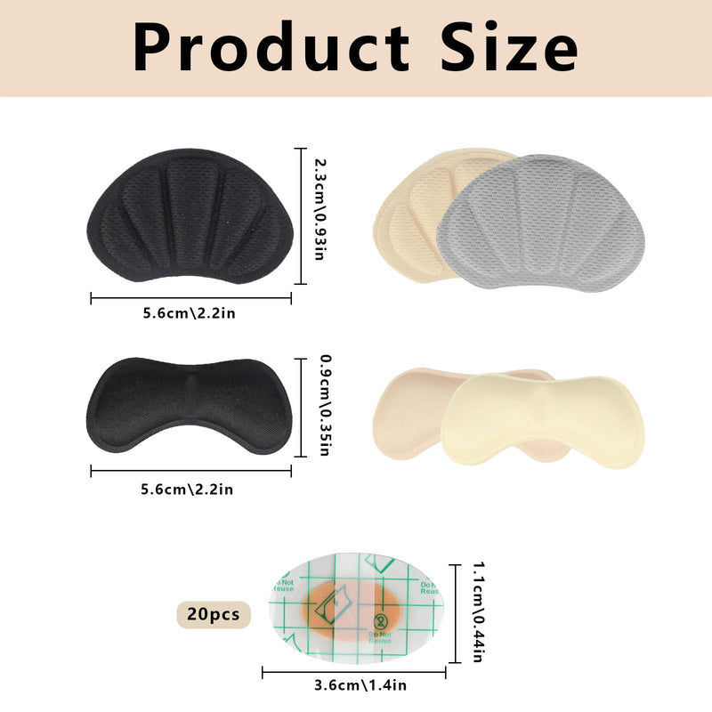 [Australia] - 6 pairs of heel pads for shoes that are too big & 20 anti-slip heel pads, wear-resistant, self-adhesive heel cushions, heel pads for shoes, shoe inserts for shoes that are too big, shoe reducers, heel protectors 