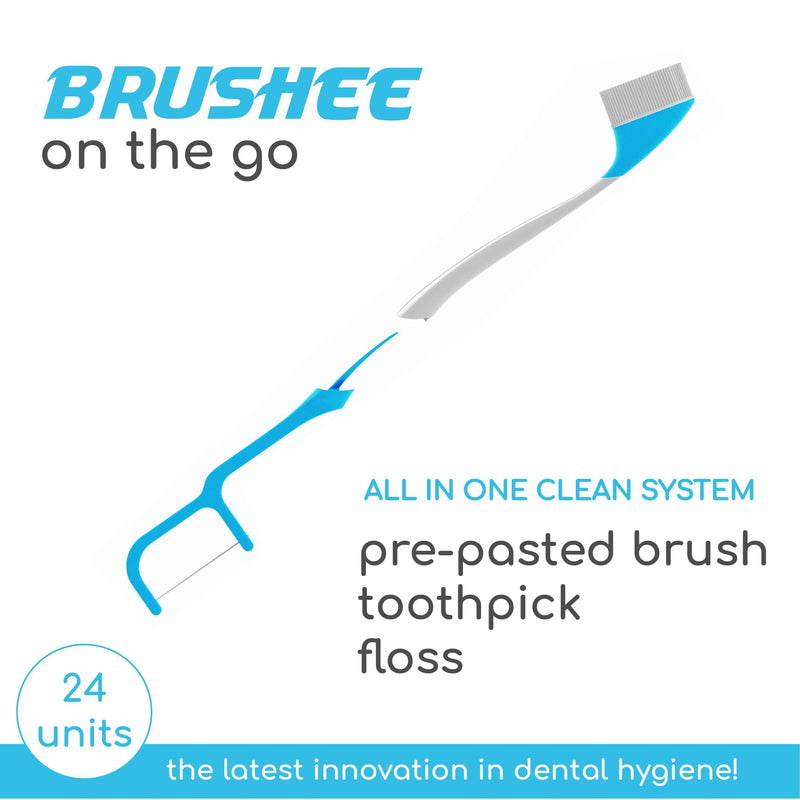 [Australia] - The Evolution of Oral Care | 4-in-1 Tool (Paste + Brush + Floss + Pick) | Individually Wrapped | Disposable | Prepasted Travel Toothbrushes | Small Adult Toothbrush - (24-Pack) 24 Count (Pack of 1) Original 
