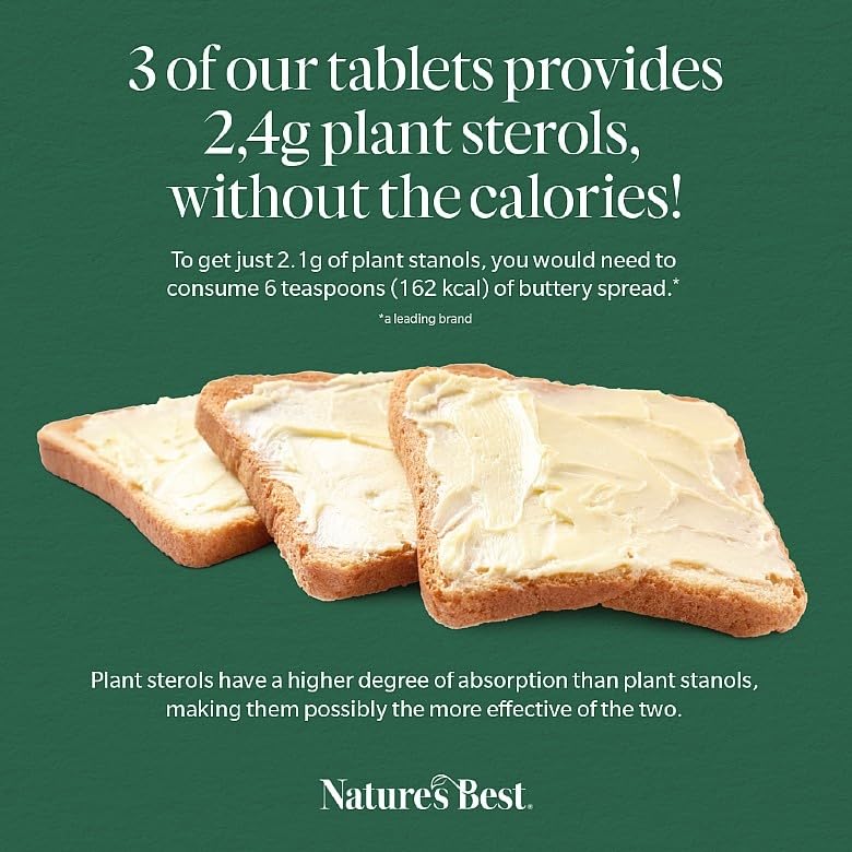 Nature’s Best Plant Sterols 800mg - Vegan Cholesterol Support Supplement - Maintains Normal Blood Cholesterol - 90 Tablets (Up to 3 Month Supply)
