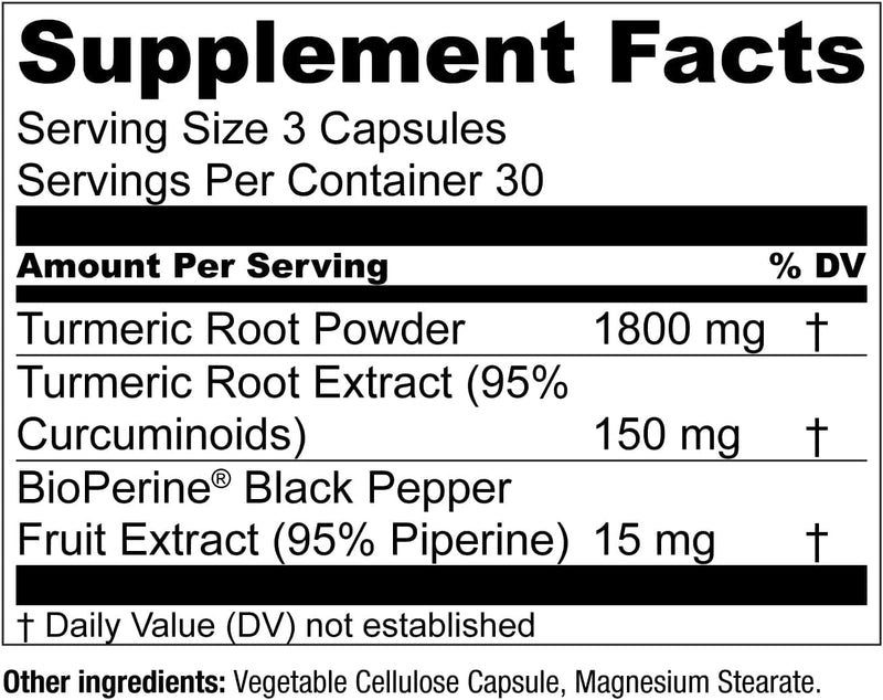 [Australia] - Essential Elements Turmeric Curcumin - Joint, Heart & Brain Support - with Bioperine for Increased Absorption 1950 mg - 90 Capsules 90 Count (Pack of 1) 