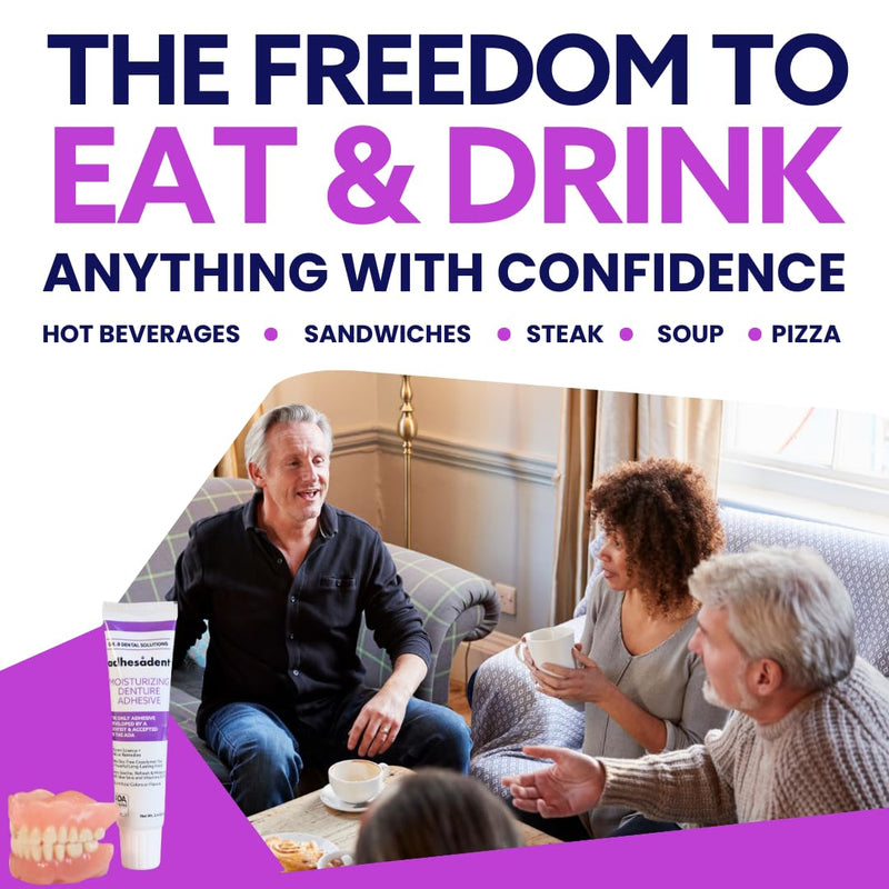 [Australia] - Dr. B Dental Solutions Adhesadent Moisturizing Denture Adhesive - Secure Denture Glue with Strong Grip & Natural Taste - Zinc-Free Dental Adhesive for Dentures, Overdentures - 2.4 oz 2.4 Fl Oz (Pack of 1) 