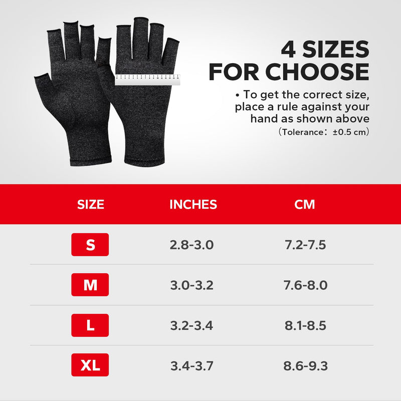 [Australia] - Fingerless Compression Gloves (1 Pair), Cotton Arthritis Gloves Women Men, Arthritis Pain Relief Gloves, Hand Compression Gloves Arthritis for Carpal Tunnel, Rheumatoid, Tendonitis Medium Black 