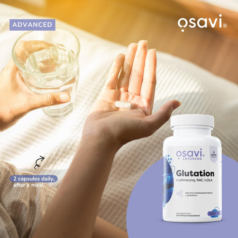 Osavi Glutathione with NAC, Silymarin & LOLA – 120 Vegan Capsules | Reduced L-Glutathione (GSH) | Milk Thistle Extract 80% Silymarin | Supports Liver & Bile Function | with N-Acetyl-L-Cysteine