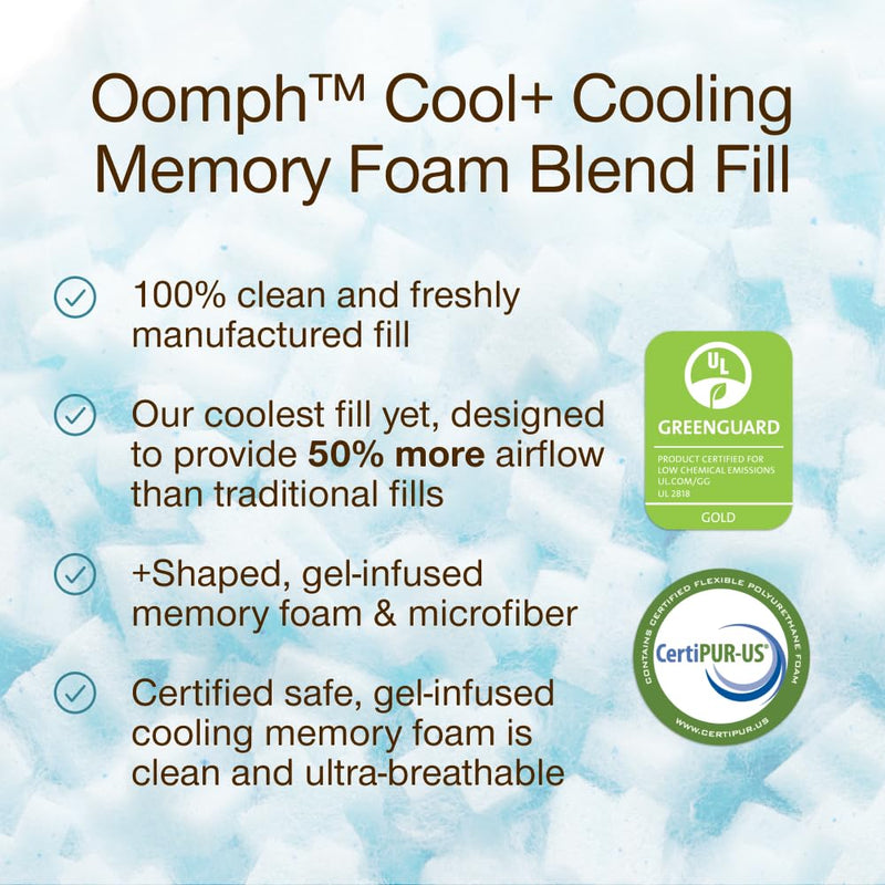 [Australia] - Coop Home Goods Extra Oomph Cool+ Pillow Fill, Gel-Infused, Plus Shaped Memory Foam Filling for More Airflow, Extra Fill Filler for Eden Cool+ Pillows, GREENGUARD Gold & CertiPUR-US Certified Extra Oomph for Cool+ Pillow 