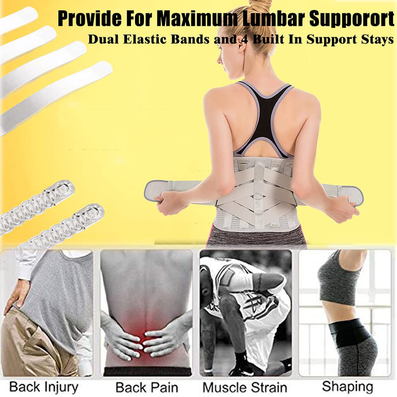 [Australia] - Lower Back Braces for Back Pain Relief - Compression Belt for Men & Women - Lumbar Support Waist Backbrace for Herniated Disc, Sciatica, Scoliosis - Breathable Mesh Design, Adjustable Straps (M, Gray) Medium (Pack of 1) 