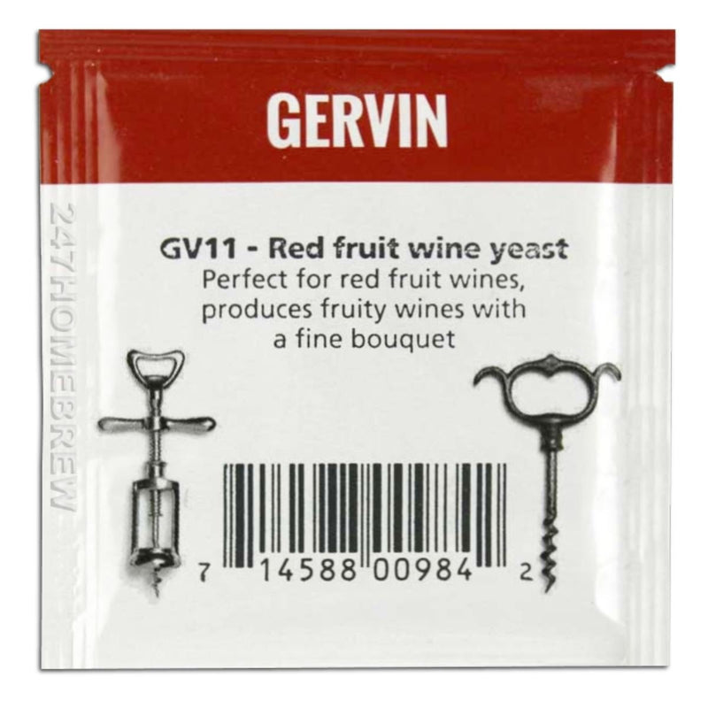 2x Gervin Wine Yeast D GV11 White Label 5g Reduces Malic Acid in Fruit Wine 23L