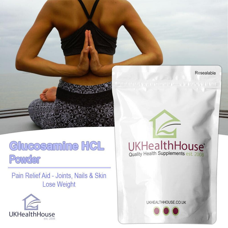 UKHealthHouse Glucosamine Hydrochloride Powder Joint and Cartillage Support Extra Strength 40 Mesh D-Glucosamine HCL Powder HCL Supplement (500g)