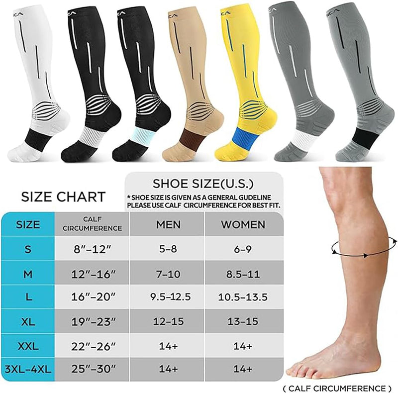 NEENCA Medical Compression Socks 20-30 mmhg for Men Women Injury Recovery Pain Relief Large Black White