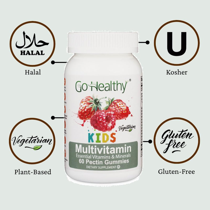 [Australia] - Go Healthy Multivitamin Gummies for Kids, Vegetarian Gummy Vitamins, Non-GMO, Gluten Free, Kosher & Halal - 30 Servings 