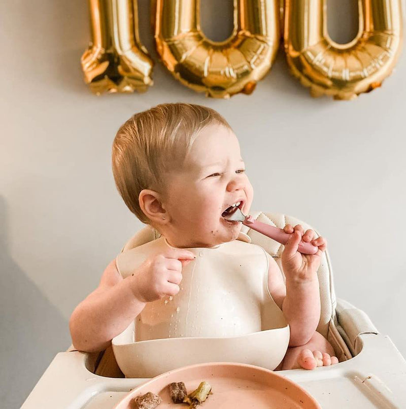 [Australia] - Elk and Friends Kids Silverware with Silicone Handle | Childrens Safe Flatware | Toddler Utensils | Baby Spoons + Forks | Stainless Steel Cutlery Sage/MistyBlue/Gray 