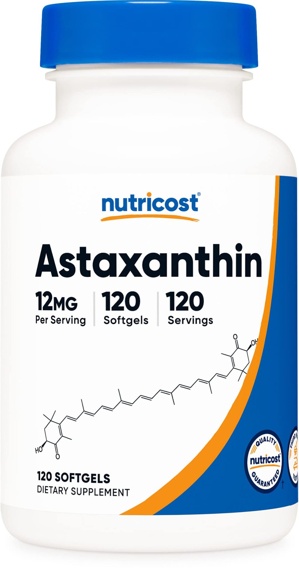 Nutricost Astaxanthin 12mg, Non-GMO and Gluten Free, 120 Softgels (4 Month Supply) 120 Count (Pack of 1)