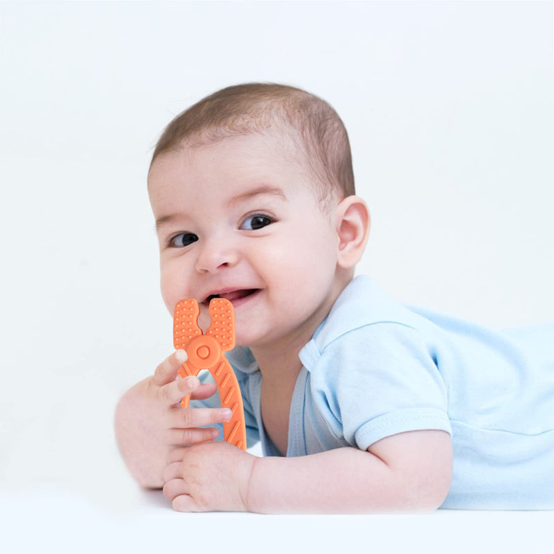 [Australia] - Fu Store 4 Pack Soft Silicone Teething Toys for Toddlers Infant Hammer Spanner Wrench Pliers Tools Shape Baby Teethers Relief Soothe Babies Gums Set (Hammer Set) 4 Pack Hammer Set 