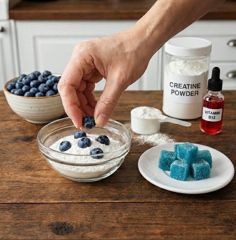 Creatine Gummies – 5000mg Creatine Monohydrate per Serving (1000mg per Gummy) – Vegan, Sugar Free – Gym & Training Support – for Men & Women – 60 Count (Blueberry) Blueberry