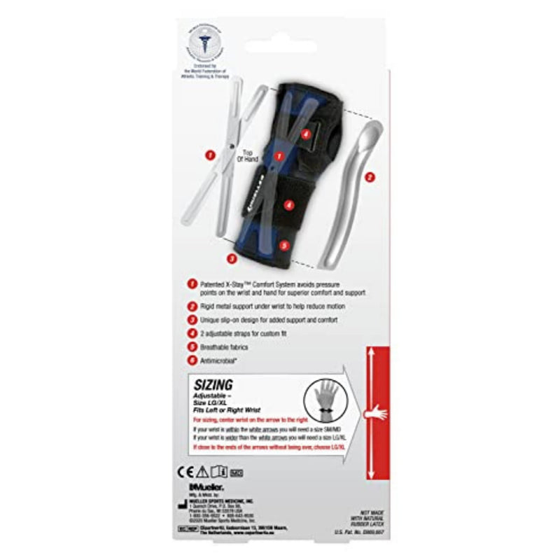 [Australia] - MUELLER Sports Medicine X-Stay Wrist Stabilizer, Wrist Pain Relief Support for Men and Women, Ideal for Carpal Tunnel, Tendinitis, Arthritis, Black Small/Medium (Pack of 1) 