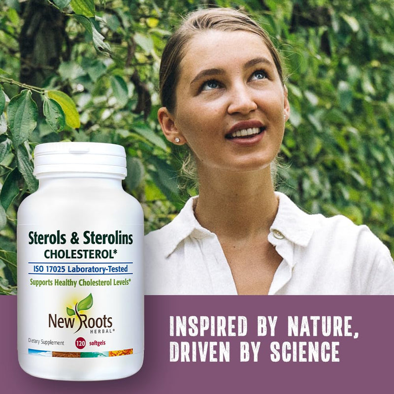 NEW ROOTS HERBAL Sterols & Sterolins (120 Softgels), Made with Organic Flaxseed | Source of Omega-3s | Non-GMO