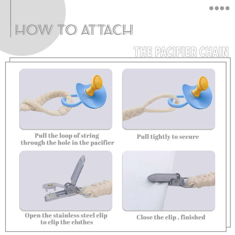 [Australia] - 7 Pcs Braided Pacifier Clip, Pacifier Clips for Boys & Baby Girls, Pacifier Holder Clip Binky Clips Clear 