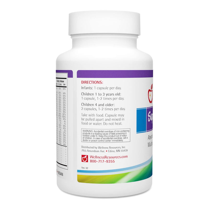 Super Mini-Multi - Children's Multivitamin Swallowable Capsules with Methyl Folate, Methyl B12 and Coenzyme B Vitamins for Growth, Focus, Brain Health (120 Capsules) 120 Count (Pack of 1)