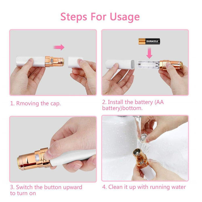 [Australia] - Mini Electric Hair Remover Cute Lipstick Shape Face Body Hair Removal Machine for Women Hair Removal Shaver(White) 