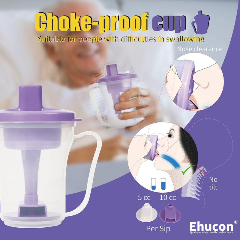 [Australia] - Dysphagia Regulating Drinking Cup for Swallowing and Disorders People,Dispenses 5cc or 10cc of Liquid Each Time,No Thickener is Used.Helps to Prevent Choking Purple 