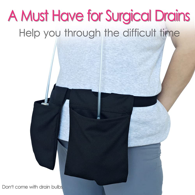 [Australia] - Breathable Drain Holder After Tummy Tuck Mastectomy Drainage Quick Dry Pouch Belt Supplies Mesh Nephrostomy Shower Bag for JP Drains Bulb Breast Post Surgery Black Drain Pouch/Black 