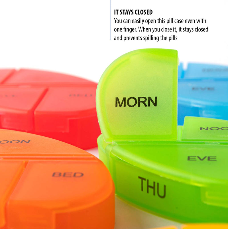 Deke Home - Stackable Pill Organizer, 4 Times a Day Weekly Pill Box, 7 Day Medicine Dispenser, Pill Container for Vitamin, Supplement, Durable Hard Case, Secure Closure, BPA Free, Easy to Clean.