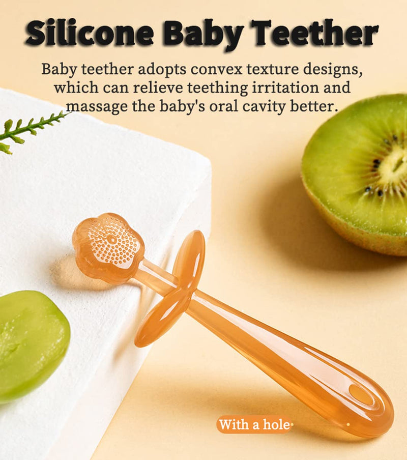 FOKiiBO Baby Silicone Toothbrush Set, Tongue Brush + Finger Toothbrush with Cup for Training Teething, 0-18M Infant Toddler Newborn Baby Teeth Brushes Green1