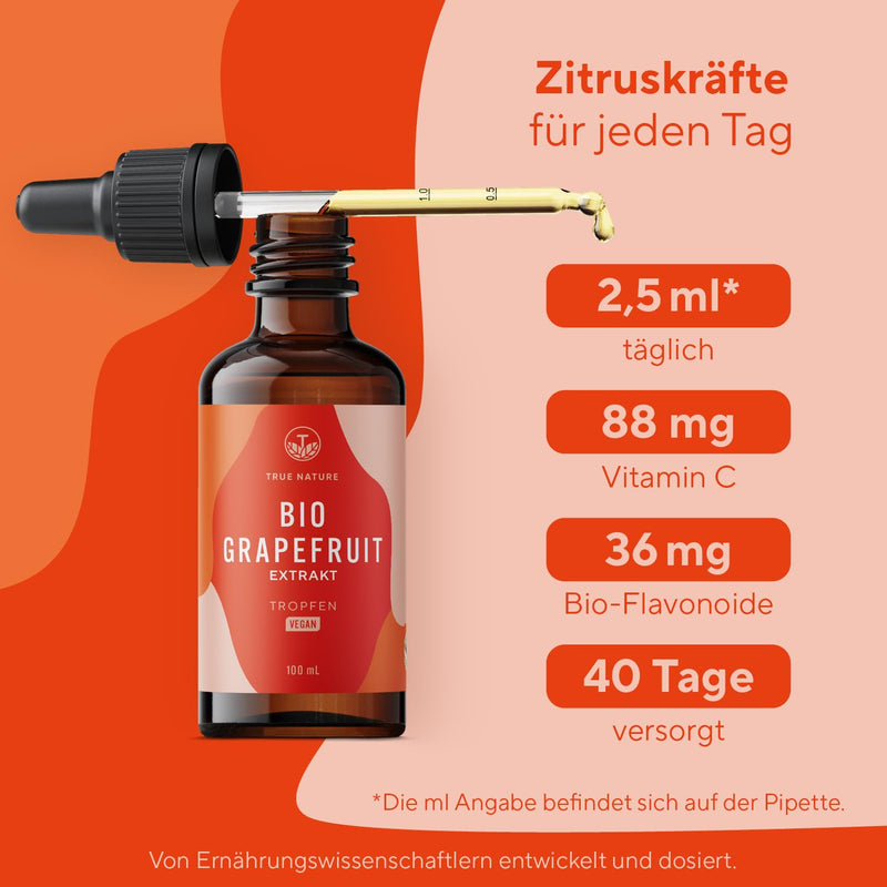 [Australia] - Grapefruit extract organic drops - 1440 mg organic flavonoids / 100 ml high dosage - grapefruit from organic farming - vegan - natural and without additives - TRUE NATURE 100 ml (pack of 1) 