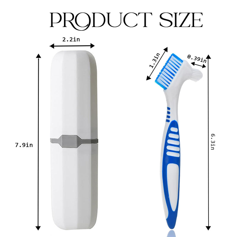 [Australia] - 4PCS Denture Brush Set with a Carry Case Portable False Teeth Brush Teeth Cleaning Denture Cleaner (Colorful) Colorful 