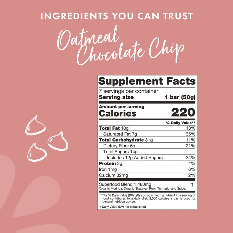 [Australia] - Boobie Bar Superfood Lactation 1.7 Ounce Bars Package May Vary, Oatmeal Chocolate Chip, 6 Count 6 Count (Pack of 1) 