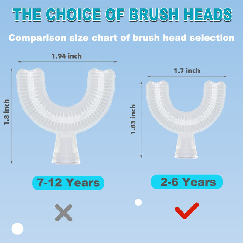[Australia] - Kids U-Shaped Electric Toothbrush, Automatic Massage Toothbrush with U-Type, Cartoon Modeling Toothbrush with Three Types of Brush Heads,Battery Operated,Small for 2-6 Years,Yellow,1 Pack Yellow (2-6 Years) 