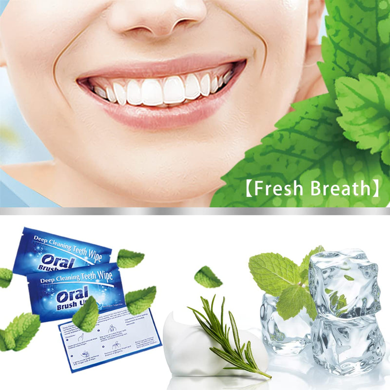 [Australia] - Mint Flavor Finger Teeth Wipes Disposable Brush Ups,Pack of 100,Dark Blue 