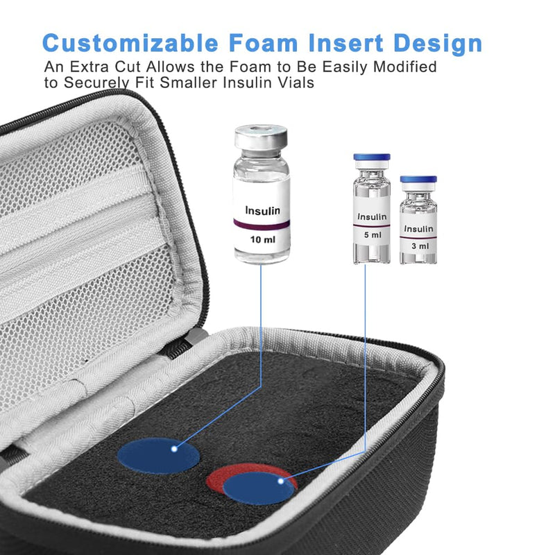 [Australia] - Krypthos 10 Slots Insulin Vial Protector Case, Insulin Vial Organizer Bag for Diabetics Standard 1ml 3ml 5ml and 10ml Vials, Insulin Carrying Case Fridge Holder Storage Holder, No Ice Pack Black-10 Slots 