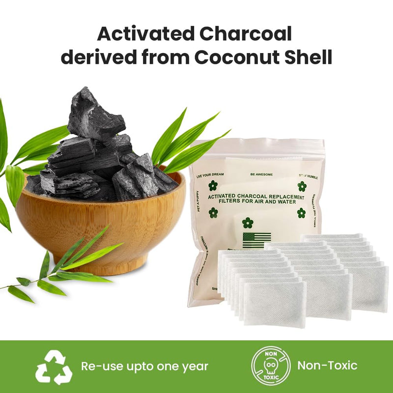 [Australia] - Green Piece® 24 Pack Overstuffed All-Natural Diaper Pail Deodorizer | Activated Charcoal Air Purifier Compatible with Diaper Pails, Shoe Closets, Trash Cans, Pets - Made in The USA by Green Piece 24 Count (Pack of 1) 