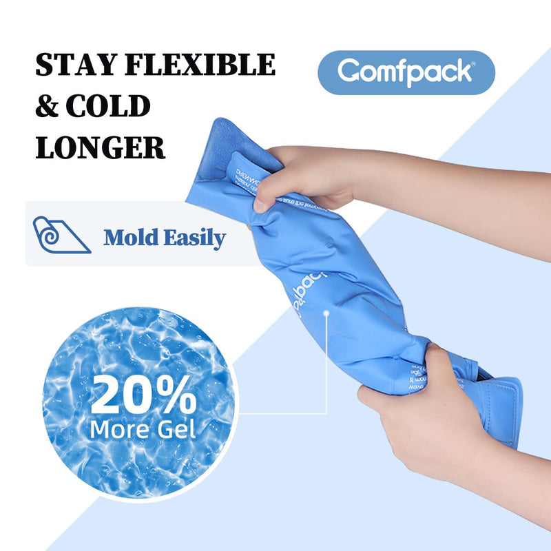 Shin Splint Ice Pack Cold Hot Compression Reusable Gel for Calf & Heel Ice Pack for Plantar Fasciitis Relief, Ankle Foot Ice Pack Wrap for Swelling