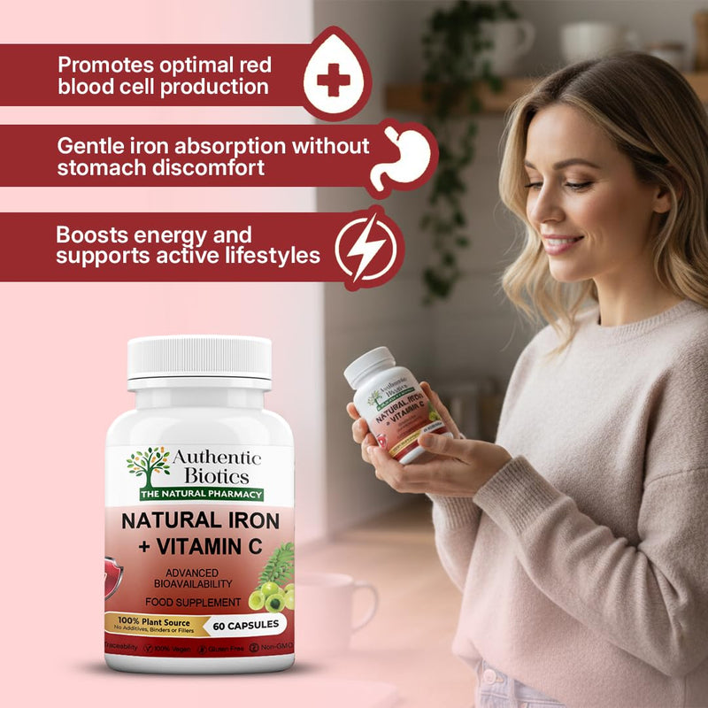 Iron & Vitamin C Supplement | 60 Vegan Capsules | Plant-Based Iron from Curry Leaves & Vitamin C from Amla | Supports Energy, Immunity & Reduces Tiredness | 2 Month Supply 1