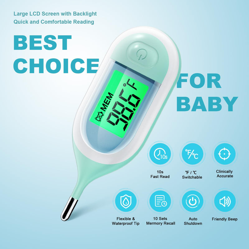 [Australia] - Baby Thermometer for Digital Rectal - Fast Accurate Infant Thermometer with Fever Alarm, LCD Display and Memory Function 