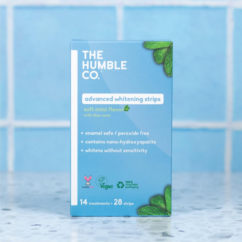 [Australia] - The Humble Co. Advanced Whitening Strips – Sensitive Teeth Whitening Strips, Enamel Safe and Peroxide Free for Sensitive Teeth, Vegan and Cruelty Free (14 Treatments, 28 Count) 